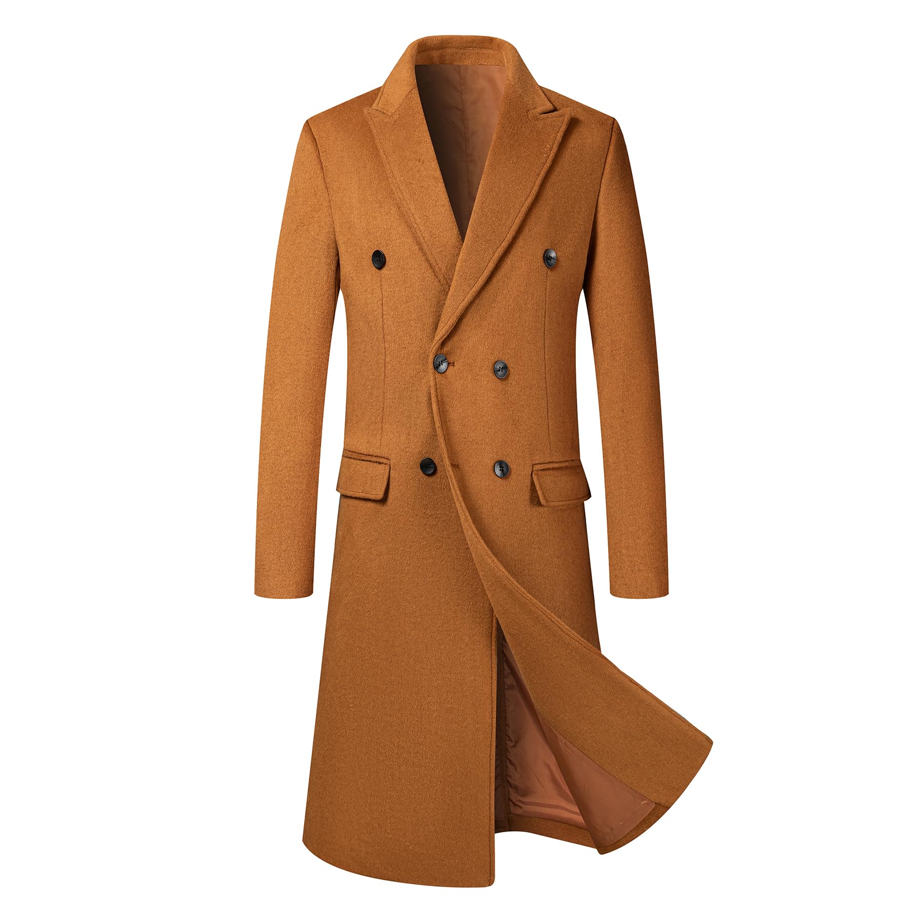 Allthemen Cappotto da Uomo Invernale Lungo Trench Coat Doppiopetto Caldo Casual Lana Coat Slim Fit Business Outerwear a Vento