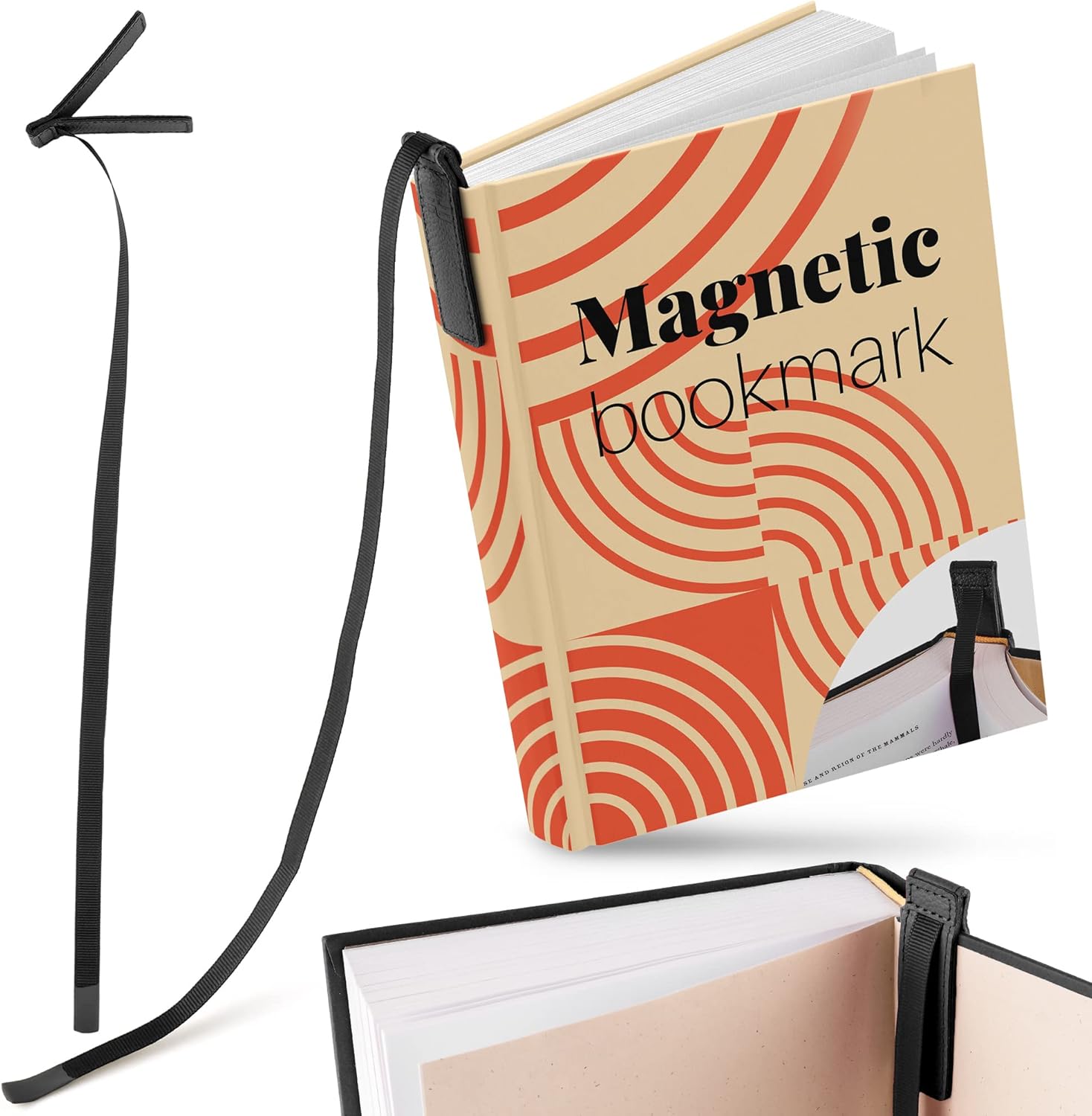 Superior Essentials Planner Magnetic Bookmark – Genuine Leather, Single Long Ribbon Bible Bookmark for Book Lovers – Amplify Your Love for Books with Our Elegant Ribbon Page Marker (1PC, Black)