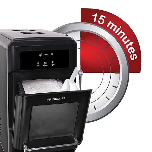 Miniatura 3 de Frigidaire EFIC237 - Máquina de hielo crujiente masticable para encimera, 44 libras por día, autolimpieza automática, color negro inoxidable