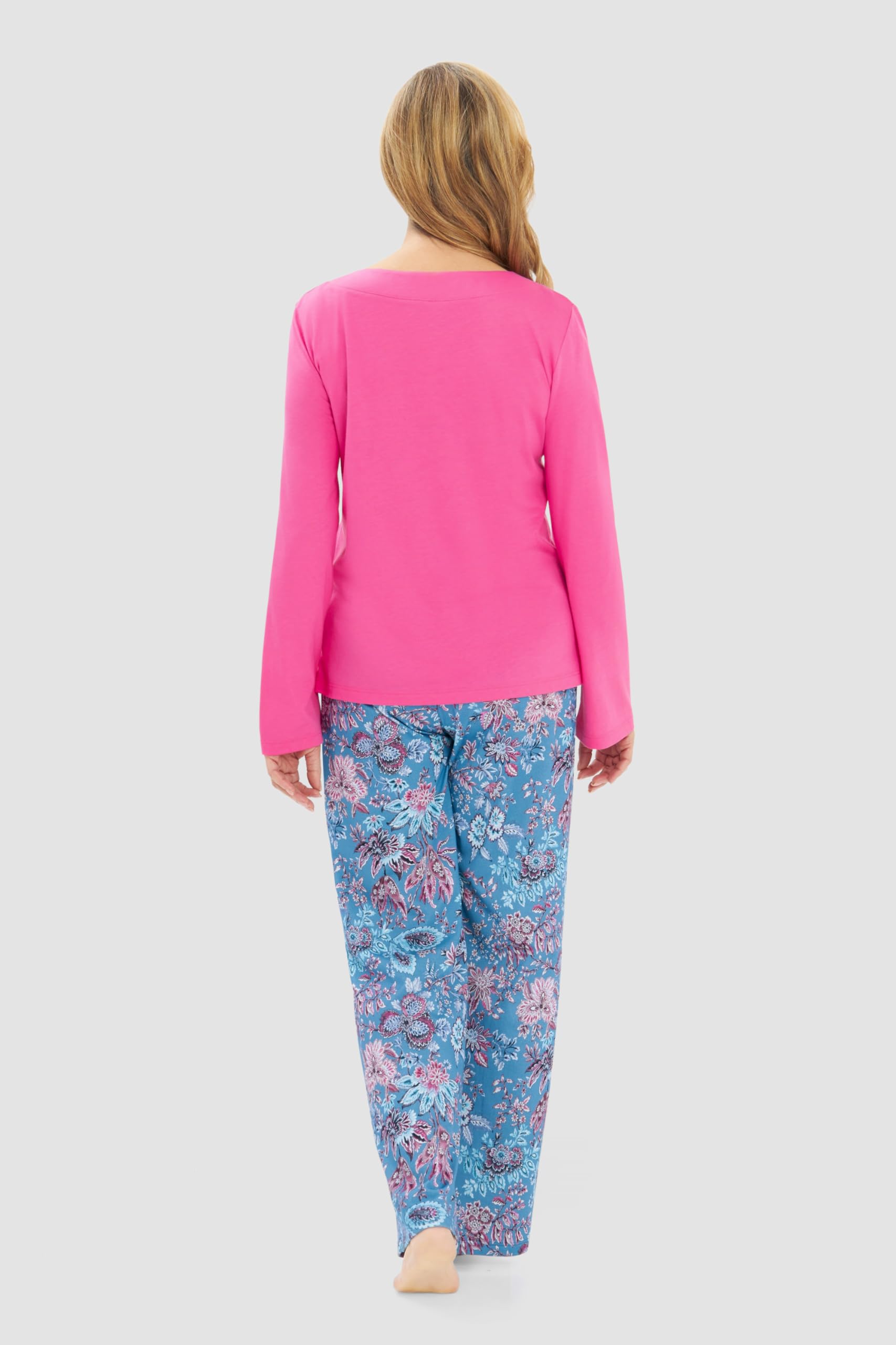 Rösch Pyjamashirt in Uni Pink Baumwolle/Modal 1253531
