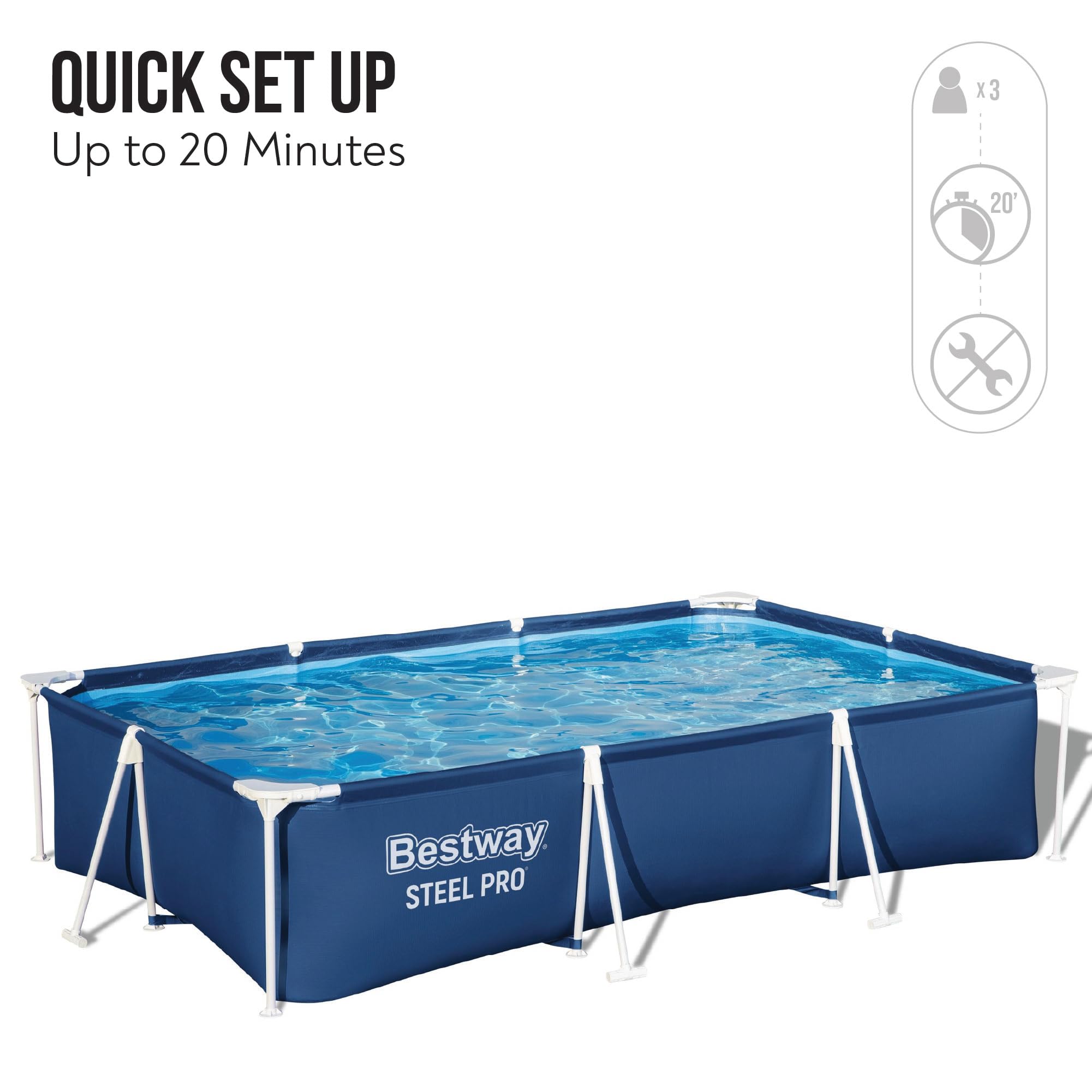 Bestway Piscine Fuoriterra, 9'10" x 6'7" x 26"/3.00 m x 2.01 m x 66 cm Pool