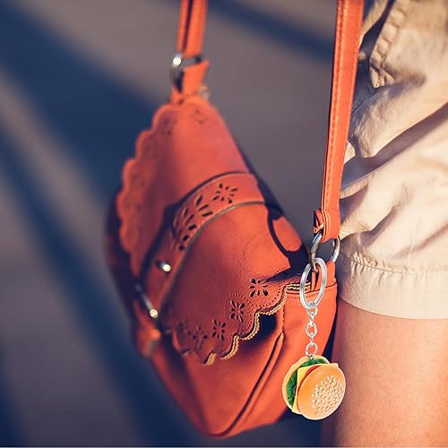 Miniatura 4 de jojofuny 4 llaveros de hamburguesa 3D con colgante de hamburguesa con queso, llavero de simulación de alimentos, para bolsas de puré, para recuerdos