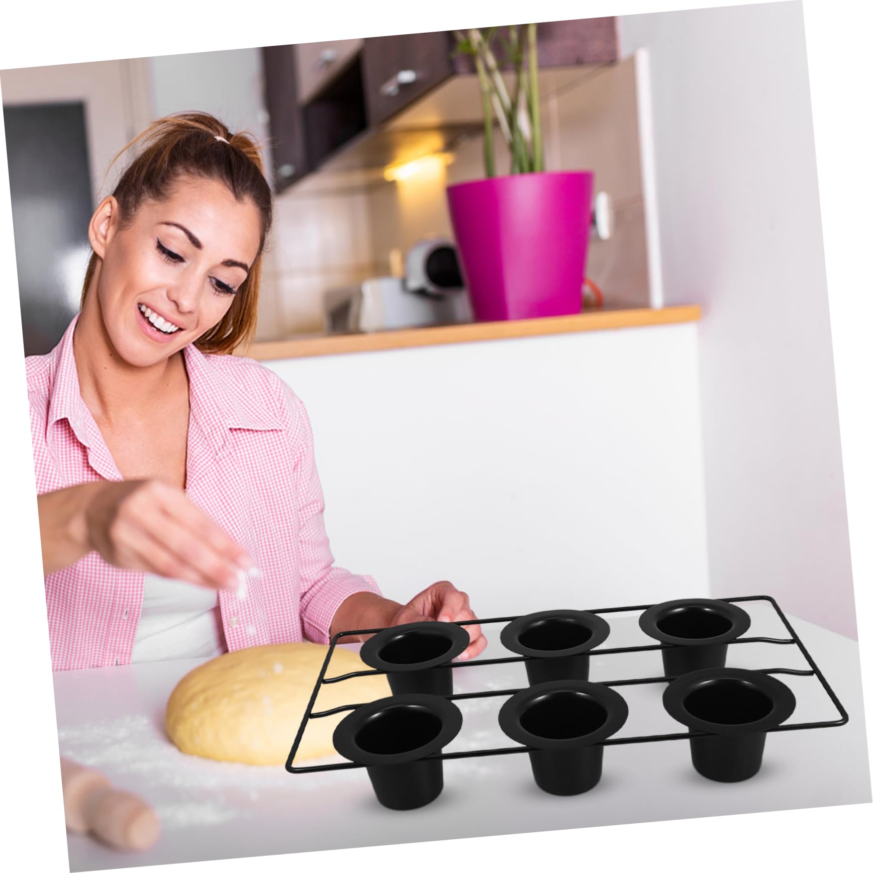 Schwarz Antihaft Muffinform aus Kohlenstoffstahl, 6 Stück, zum Backen