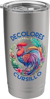 DeColores Cursillo Colorful Rooster Circle & Tropical Floral Stainless Steel Insulated Tumbler