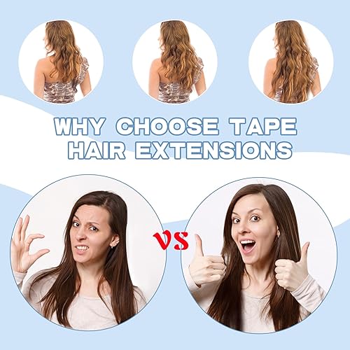 Miniatura 3 de simarro 144 pestañas de cinta de extensión de cabello, cintas adhesivas de doble cara para extensiones de cabello, cintas de repuesto para cabello