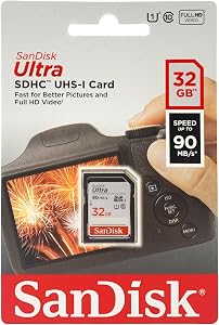 SanDisk 32GB Ultra SDHC UHS-I Memory Card - 90MB/s, C10, U1, Full HD, SD Card - SDSDUNR-032G-GN6IN | 32GB SDHC UHS-I • Up to 90MB per S Read • Class 10 • Full HD Video • Mpn Sdsdunr-032g-Gn6in