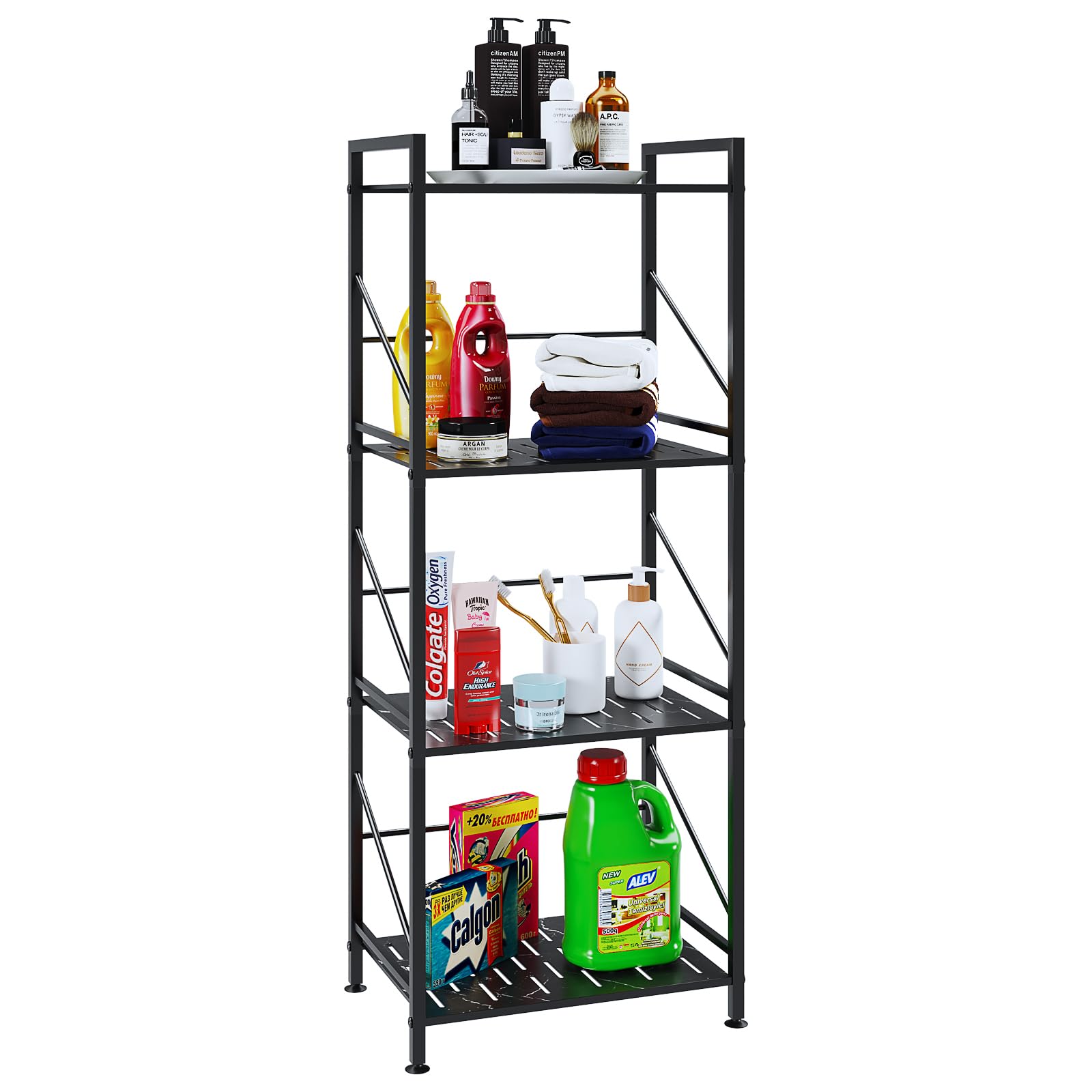 Estantería Auxiliar MOBLEKIT 2 Niveles 63x26x39 Cm - Metal Y Bambú, Montaje Sin Tornillos, Para Cocina, Baño O Entrada