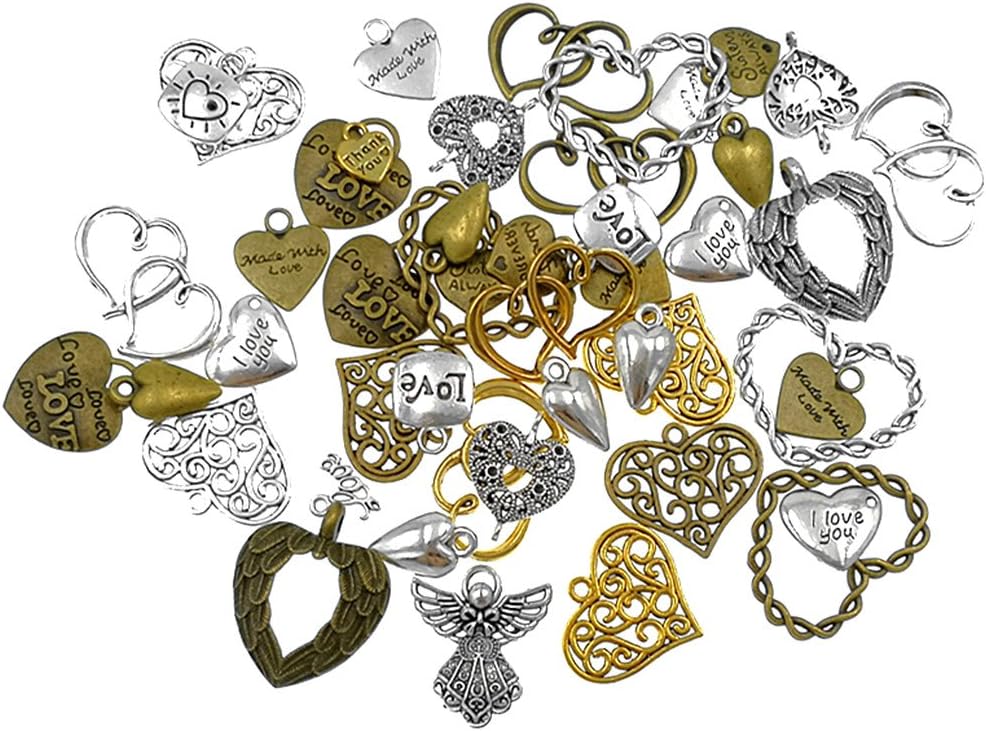 100 Grams Assorted Love Heart Shape Punk Steampunk Charm Pendant Connector for DIY Necklace Bracelet Jewelry Making Accessories - Image 2