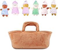 Vista 4 de Basket Plush Baby Dolls Soft Multicultural Sensory Babies Toy Set 6 Piece Interchangeable Clothes Stuffed Plush Figures for All Ages Easter Gift