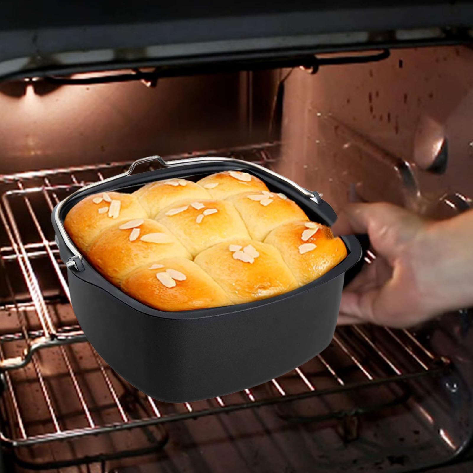 Heißluftfritteuse-Backform, Quadratische Kuchenform,17,5 X 17,5 X 7 Cm Quadratische Kuchenform Aus Lebensmittelechtem Aluminiumstahl, Multifunktionales Hitzebeständiges Luftfritteusen