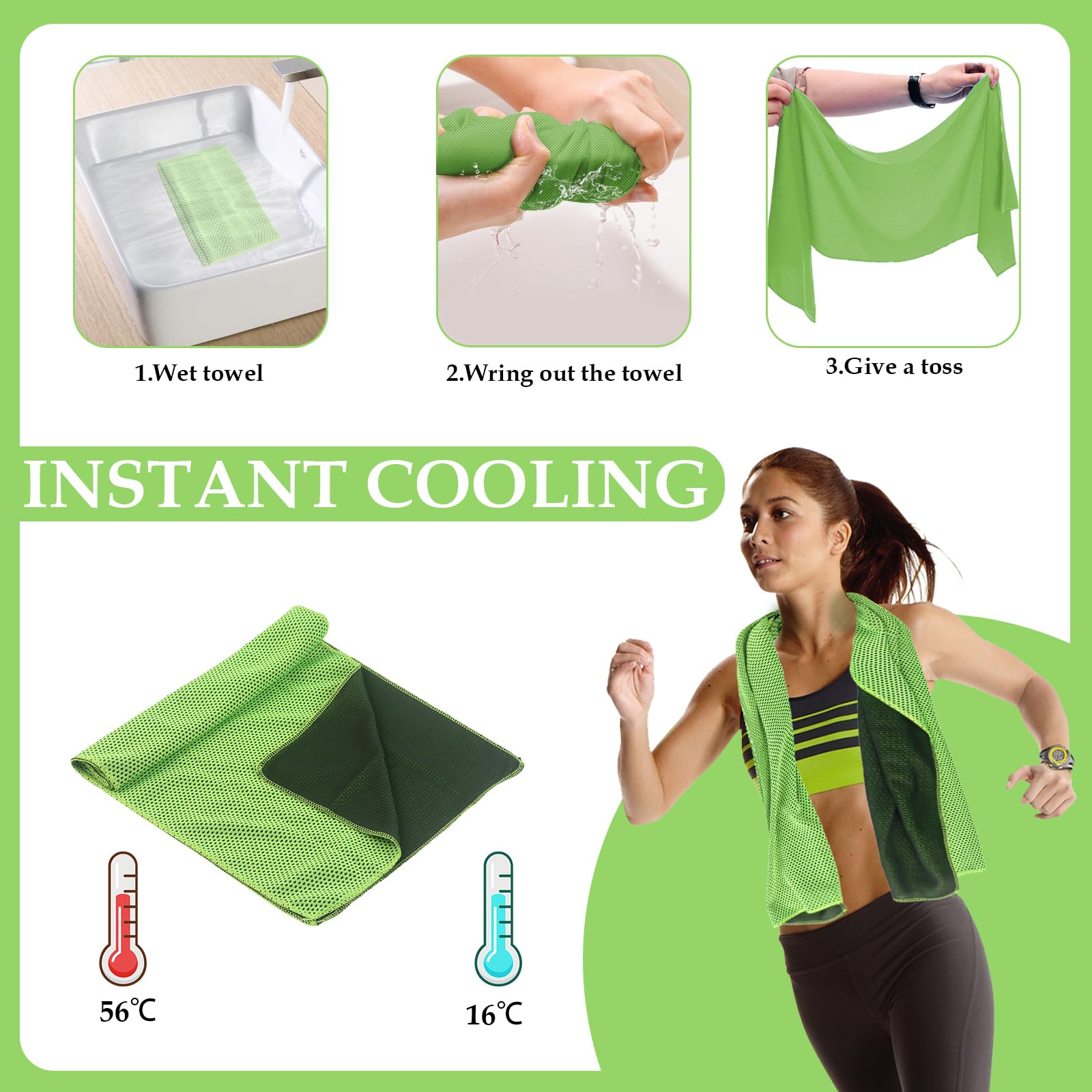 Asciugamano Di Raffreddamento In Microfibra 30x100 cm Per Fitness, Sport, Golf, Yoga