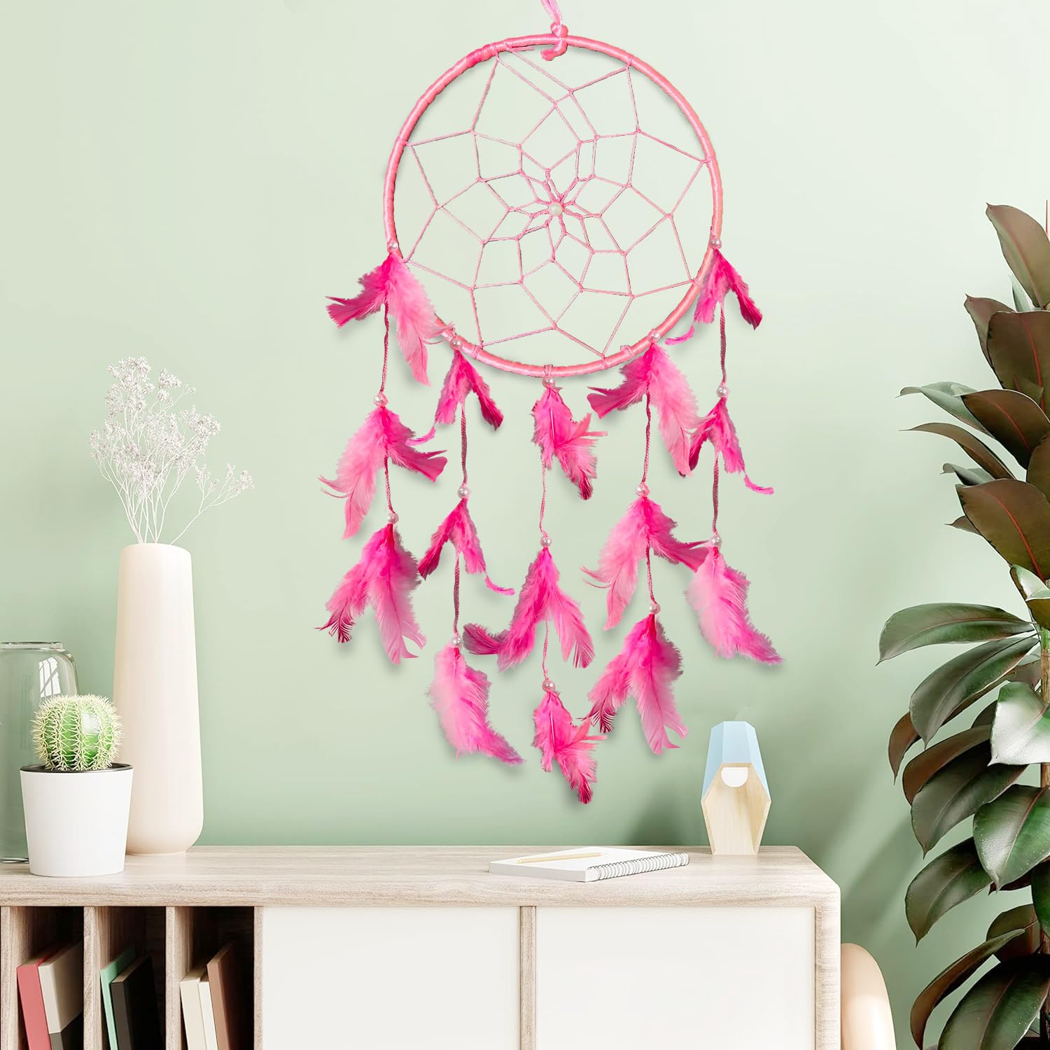 Zyozique ® Pink Color Dream Catchers | Catchers for Decorations | Handmade Feather Dream Catchers for Home Decorations, Wall Hanging for Kids Room, Car, Balcony, Office | Dream Catchers for Hanging-image-22