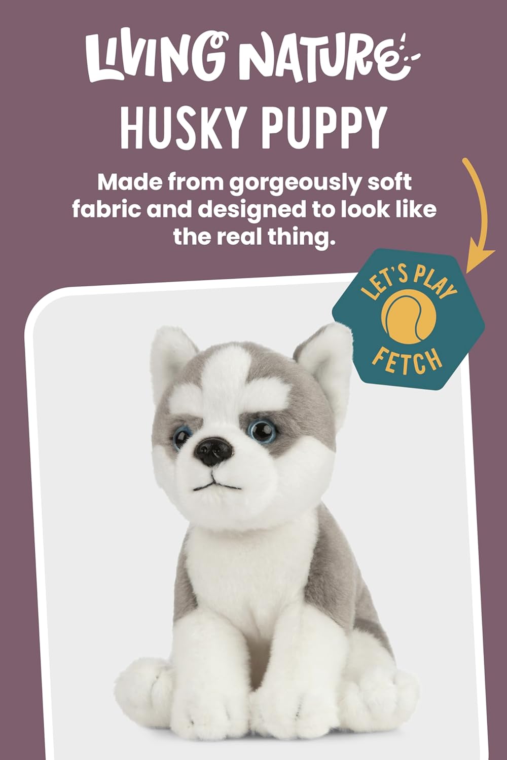 Living Nature Husky Puppy Stuffed Animal | Fluffy Dog Animal | Soft Toy Gift for Kids | 6 inches - Image 2