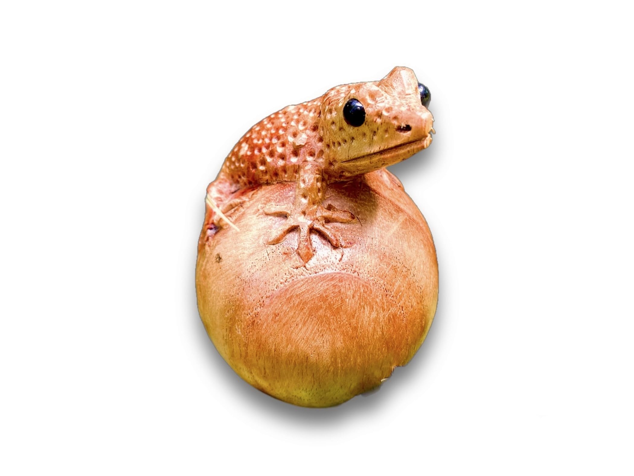 Wooden Balinese Artisan-Crafted Gecko Curio