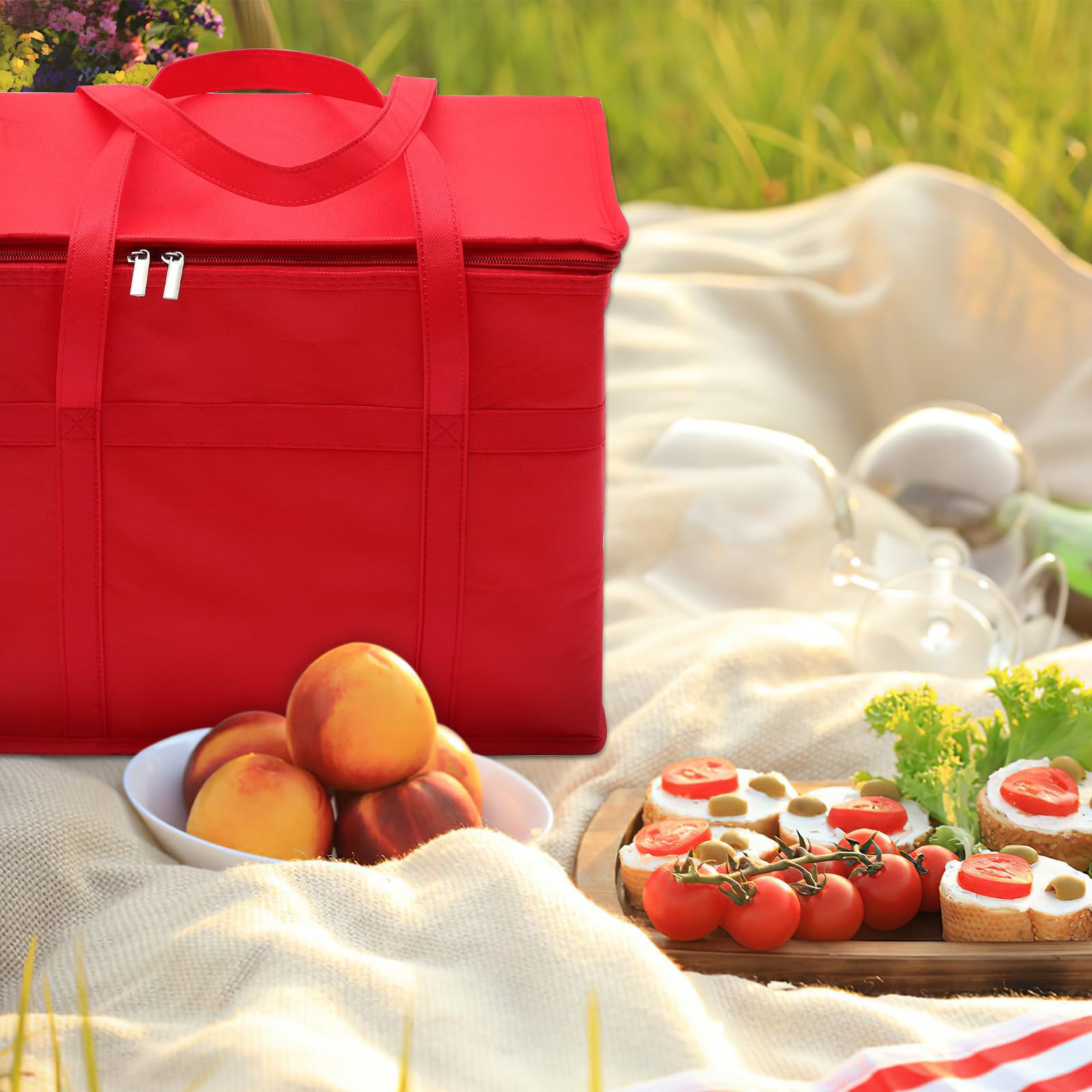 4 Piezas Bolsa Térmica para Comestibles Grande Cremallera