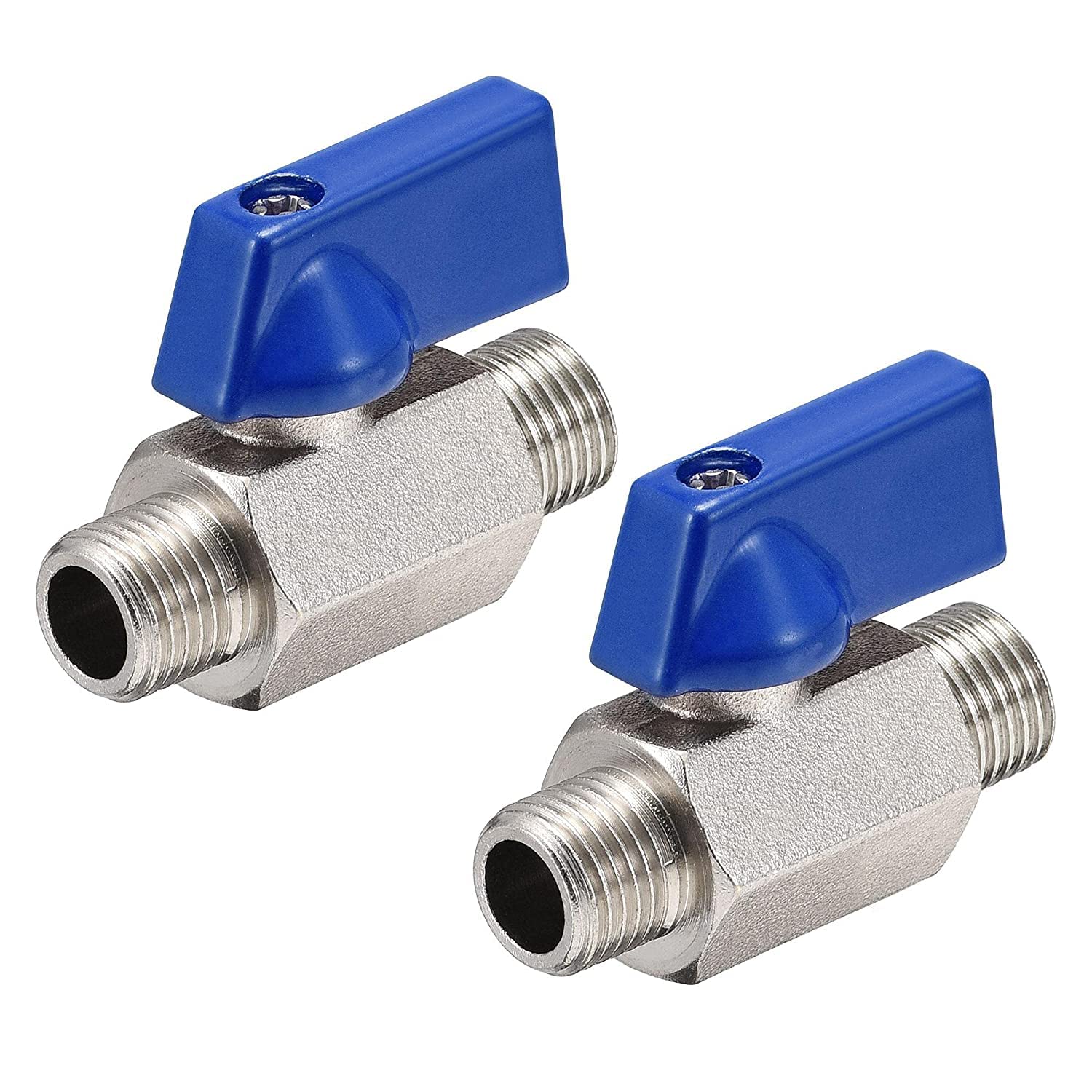 Conexión de válvula de Cierre, válvula de Control, válvula de Bola de latón, Interruptor de Cierre G1/4 Macho a Macho, Conector de acoplador de Tubo, Azul, 2 Piezas