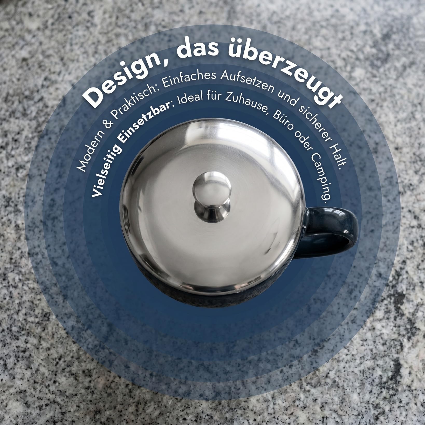 ABOOFAN Coperchio per tazza in acciaio inox, 10 cm, coperchio universale per tazze e borracce anti-schizzi e anti-perdite, ideale per tè, caffè e bevande, design pratico e moderno