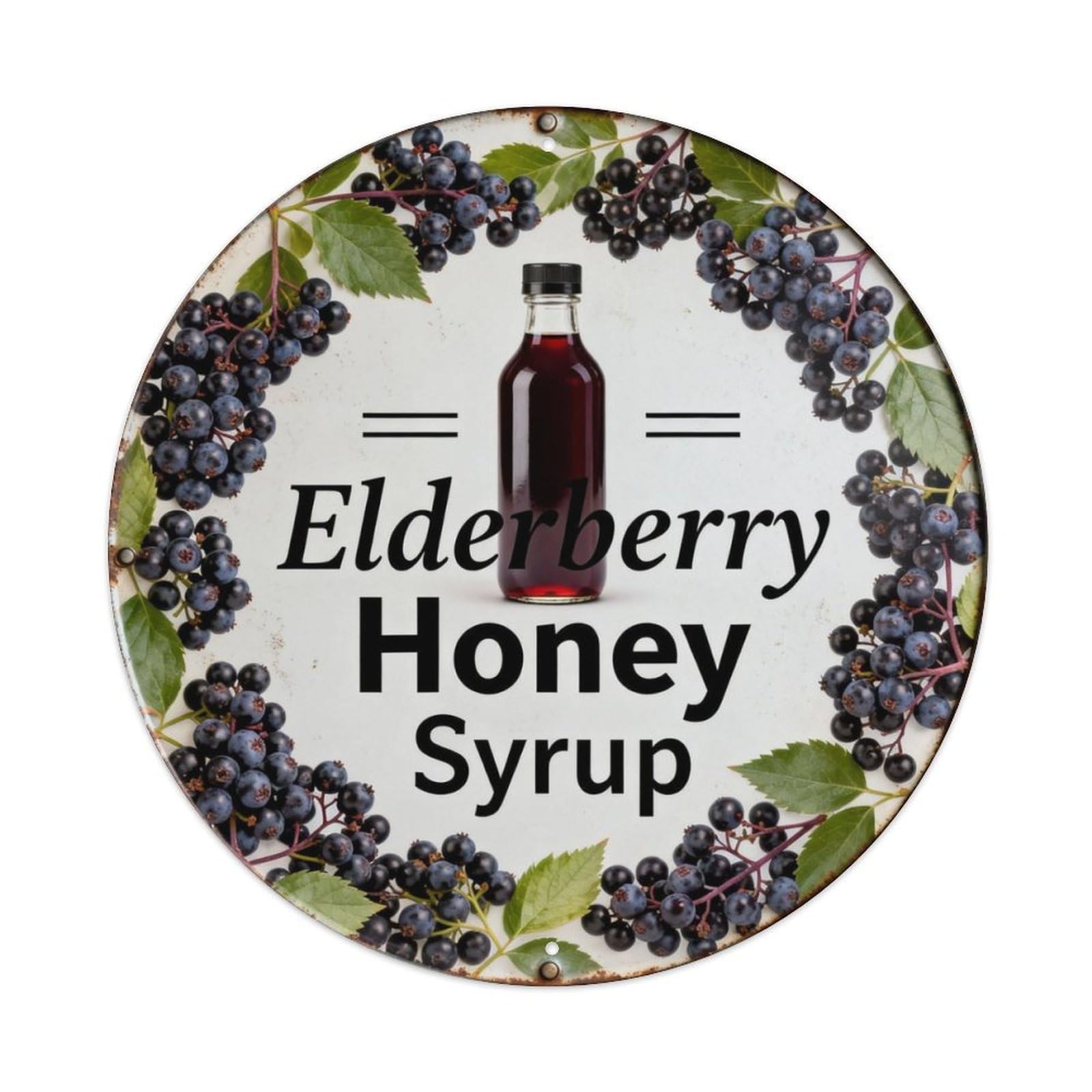 Elderberry Honey Syrup Metal Tin Sign Plaque