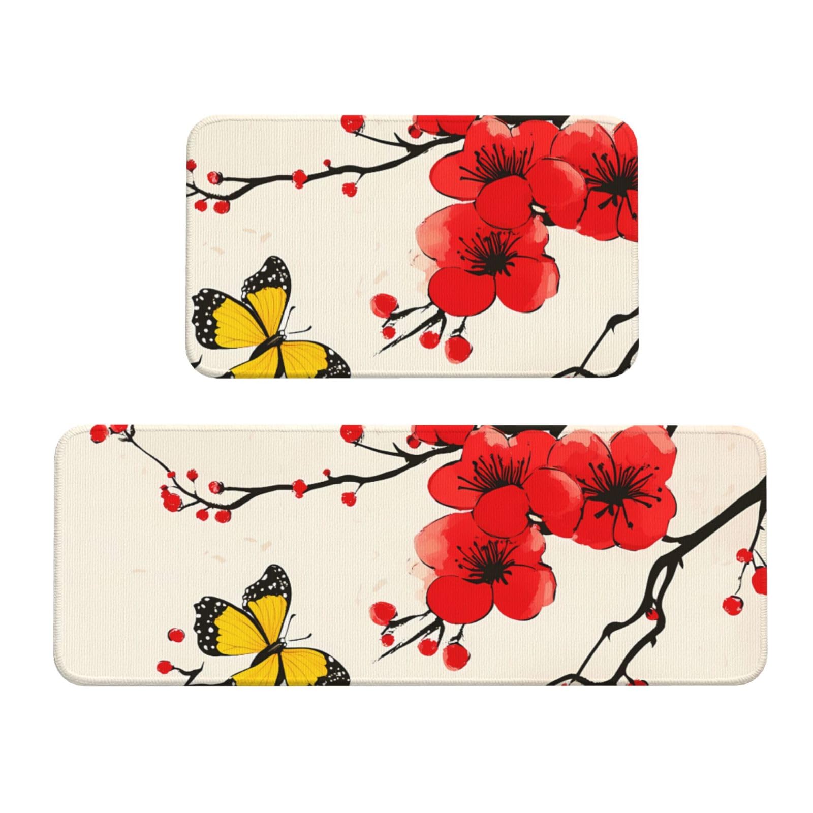 Juego de 2 tapetes de cocina acolchados, alfombras de suelo lavables y antideslizantes de diseño