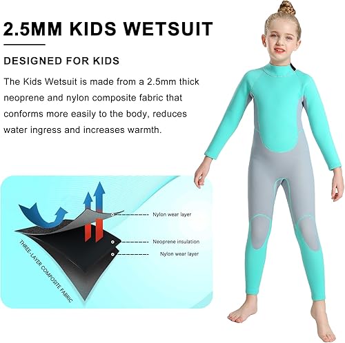Miniatura 4 de REALON Traje de neopreno para niños y niñas pequeños, traje de baño térmico de neopreno de 0.098 pulgadas y 0.118 pulgadas con cremallera trasera,
