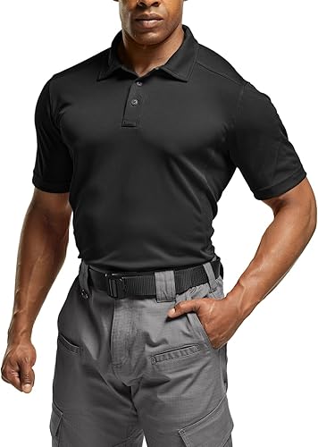 Miniatura 2 de CQR Camiseta polo táctica para hombre, de manga corta, ligera y con Dry Fit, tela piqué, FPU 50+, para exteriores