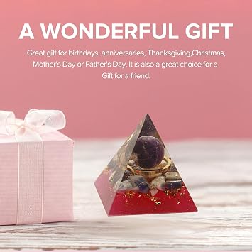 Orgonite Pyramids Money Healing Crystals Pyramid for Positive Energy Rose Quartz with Amethyst Stone Real Small Pyramid 50mm Promotes Wealth and Charm (Amethyst-Sodalite)