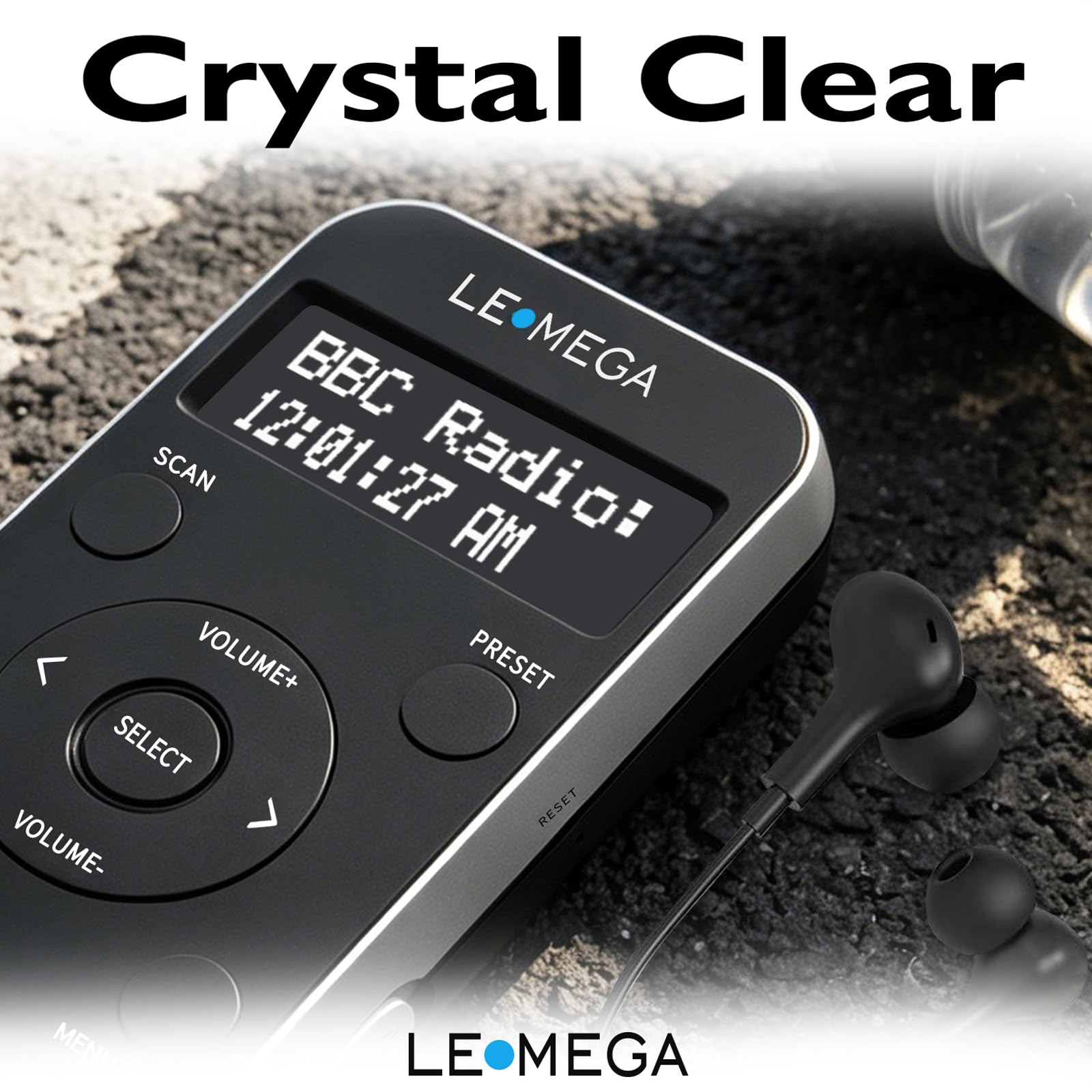 LEMEGA PR1L Radio Dab de Poche, Radio FM,Radio Dab+ Portable, écouteurs Inclus, Batterie Rechargeable, 40 présélections, écran LCD, Radio Dab pour Le Sport avec Interrupteur verrouillable.Noir/Argent