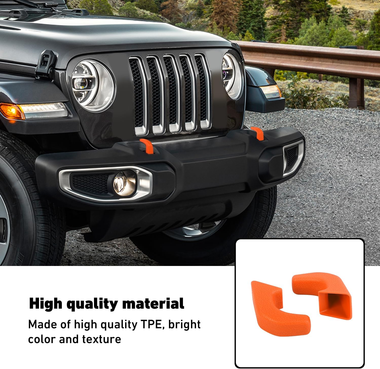 Linskip Tow Hook Covers for 2007-2026 Jeep Wrangler 4XE JL JK & Gladiator JT (Sport Willys Sahara Rubicon) - Rubber Sleeve Protectors for Front Bumper, Exterior Accessories(Orange)