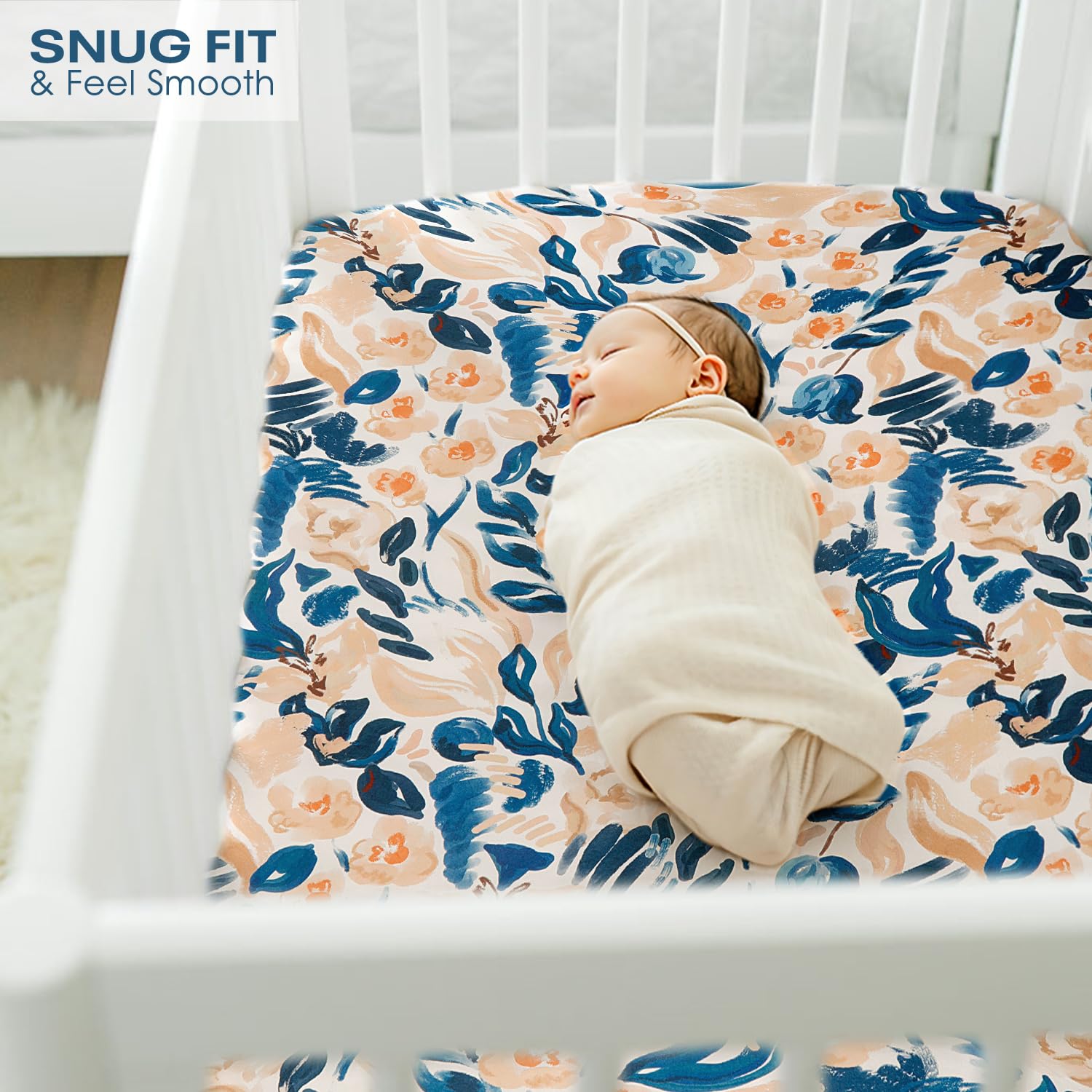 GRSSDER Stretch Ultra Soft Jersey Knit Fitted Crib Sheets Set 2 Pack, Universal Fit All Standard Crib Mattress Pads Safe and Snug, Crib Fitted Sheet with Deep Pocket, Original Design for Baby Girl - Image 3