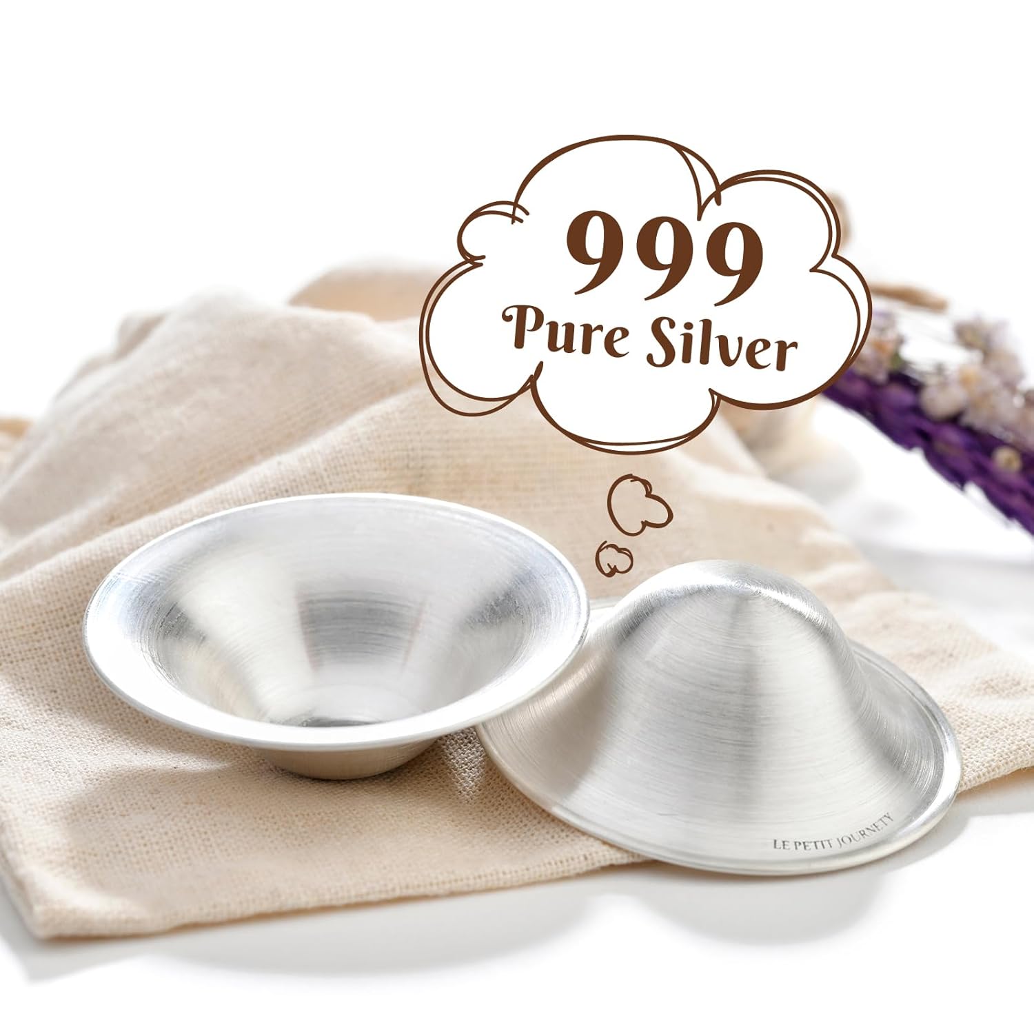 Original 999 Pure Silver Nursing Cups with Silicone Pads, Nipple Shields for Nursing Newborn Essentials, Silver Nipple Covers for Breastfeeding, Silver Nipple Guards for Soothing and Healing