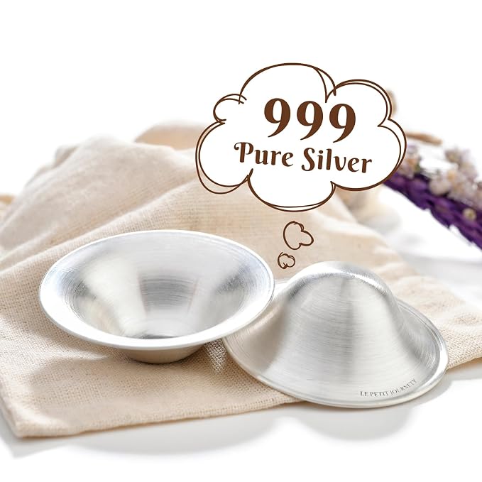 Pezoneras de plata 999 con almohadillas de silicona para lactancia miniatura 2