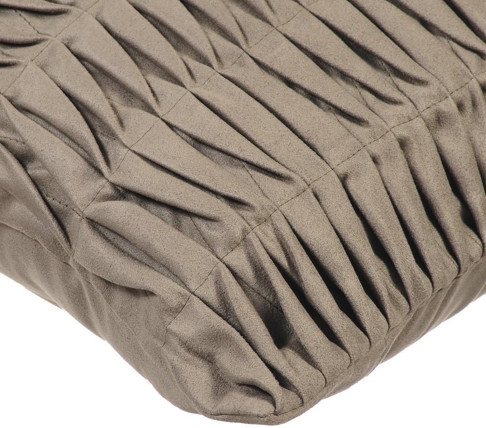 The HomeCentric Cushion Covers, Stone Grey Throw Pillow Covers 16x16 inch (40x40 cm) Suede Pillow Cover for Sofa, Solid Color, Pintucks, Textured, Striped, Modern Decorative - Stone Grey Wind Folds