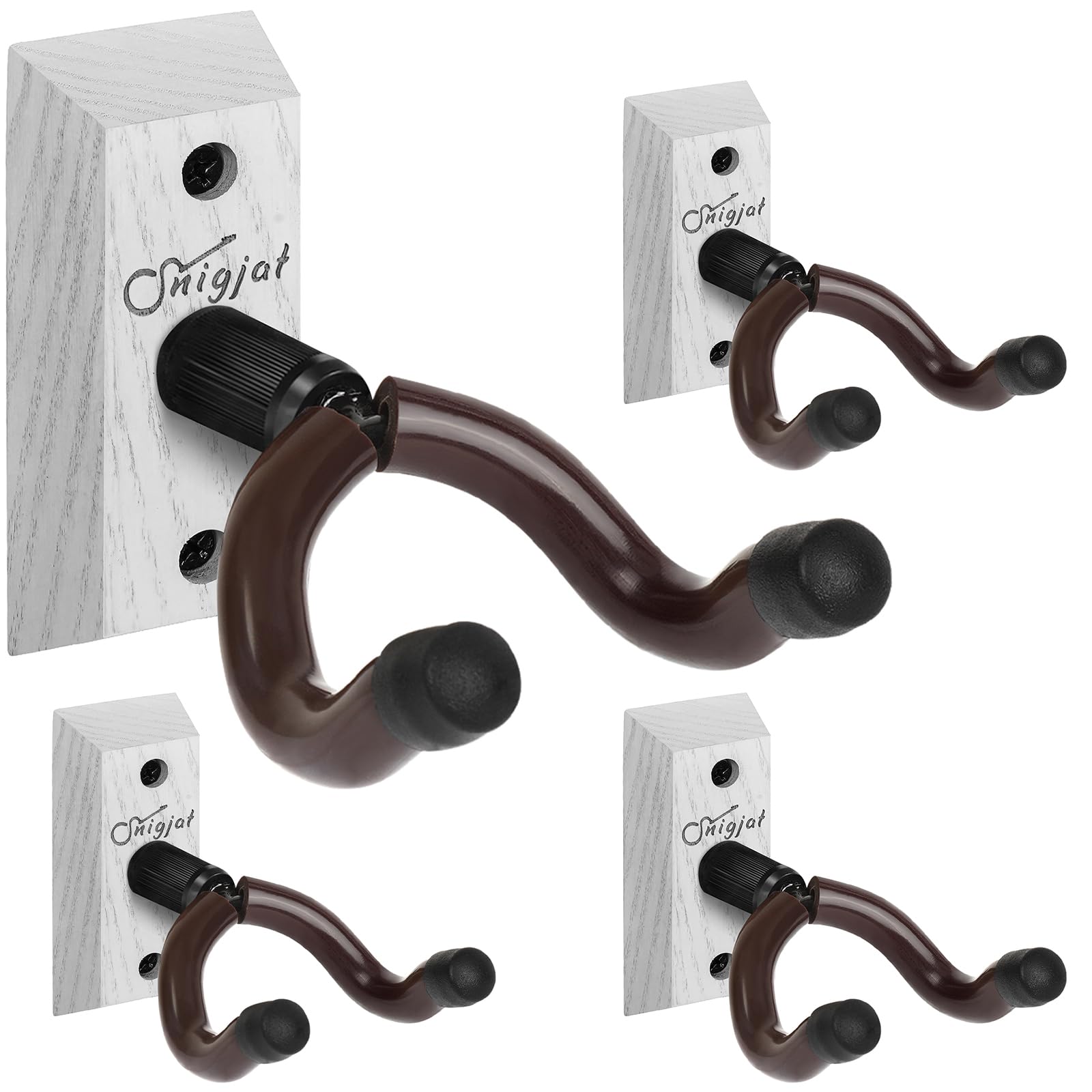 Fqddz Snigjat Guitar Wall Mount, 4 Pack Guitar Wall Hanger, Guitar Hanger Wall Hook Holder Stand, Hardwood Guitar Wall Mount Hanger For Acoustic Guitar, Bass, Banjo, Mandolino-image