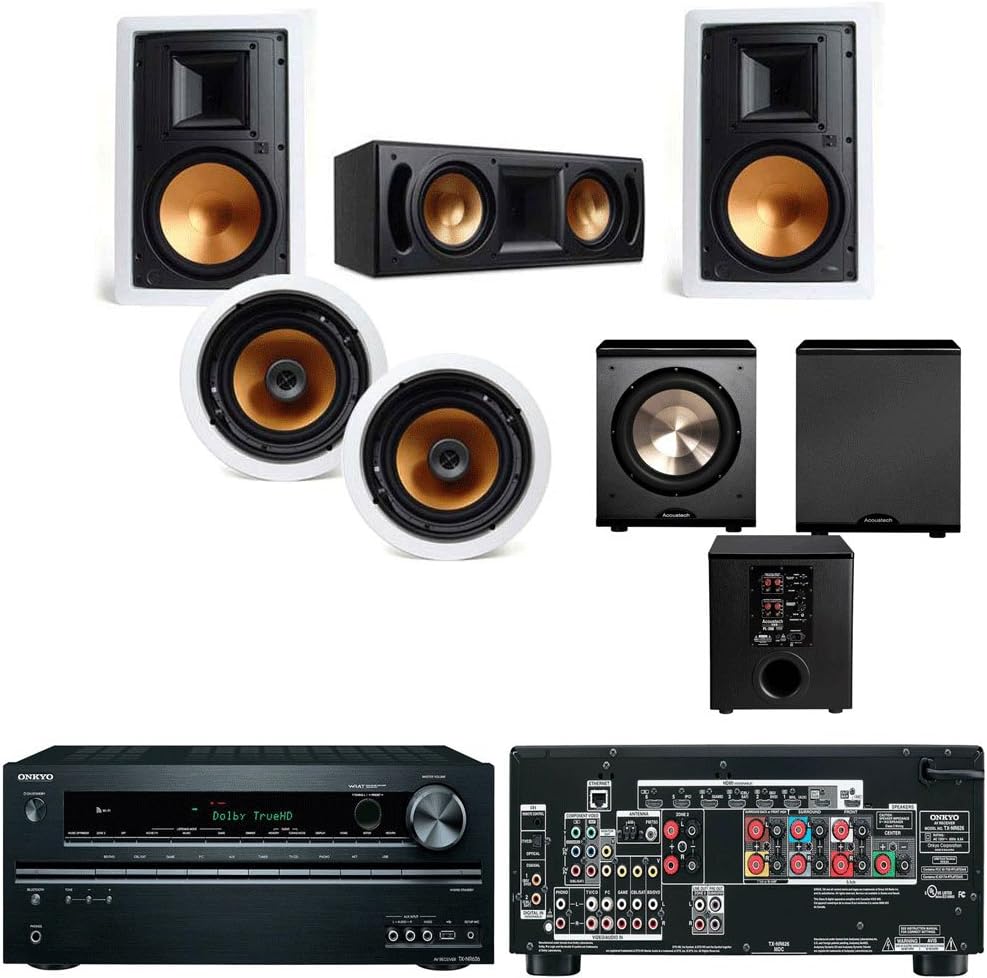Klipsch R-5650-WII in Wall System #1 (RC-62II) Free PL-200-Onkyo TX-NR626 7.2