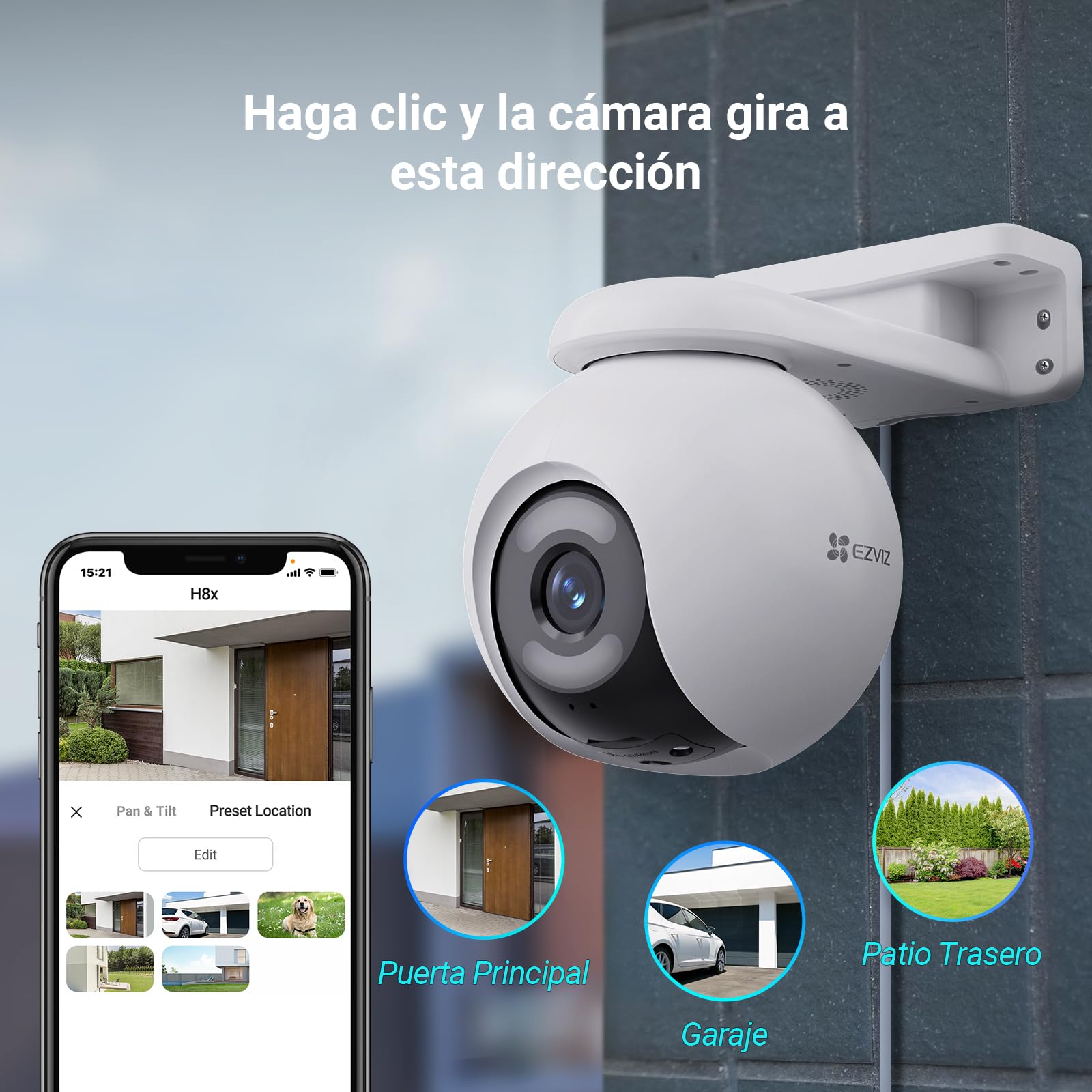 EZVIZ Cámara Vigilancia WiFi Exterior,2K+, 360°,Cámara IP de Seguridad,Visión Nocturna Colorfull con Luz Ultrabaja,IA Detección de Persona/Vehículo,Seguimiento Zoom Auto,Audio Bidireccional,Sirena,H8x