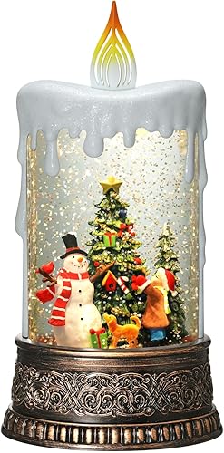 Miniatura 7 de Linterna de globo de nieve de Navidad, linterna de nieve en forma de vela con música brillante, linterna iluminada para árbol de Navidad, muñeco de