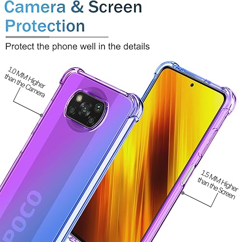 Miniatura 2 de OEURVQO Funda para Poco X3 NFC, Poco X3 Pro Poco X3, transparente, lindo, degradado, colorido, delgado, suave, TPU, a prueba de golpes,
