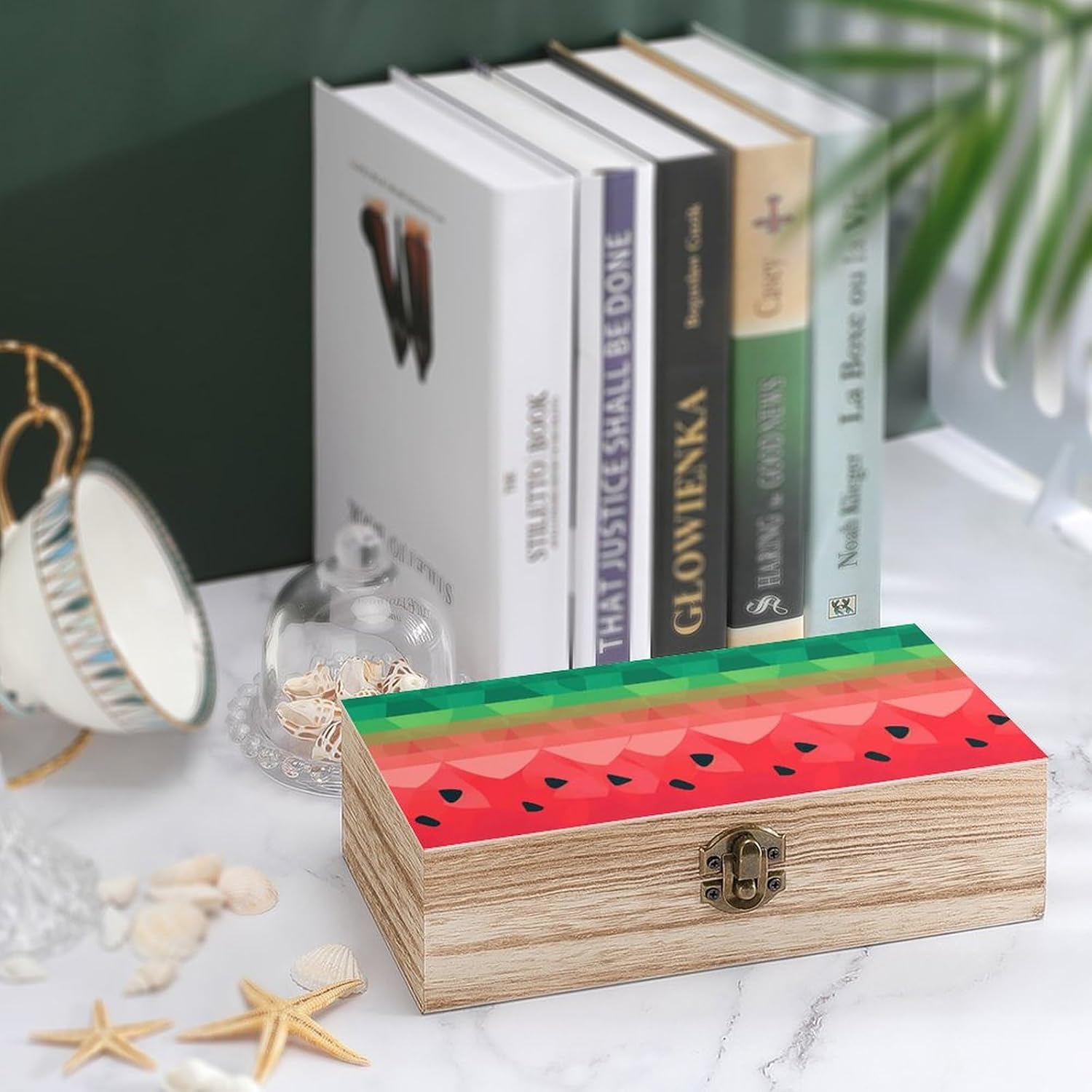 Wooden Storage Box Gradient Watermelon Wood Crates Organizer Bins Gift Jewelry Box Personalized Organizer Storage Case for Crafts Art Hobbies image 4