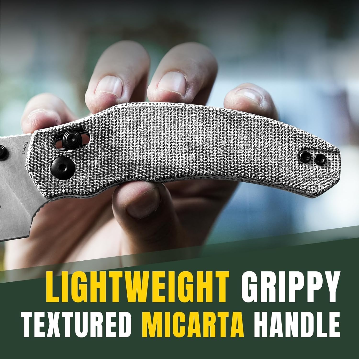 Kizer Bulldog Navaja Plegable, Cuchillo Plegable con Hoja Sheepsfoot de 7,6 cm, Mango de Micarta de Acero 154CM, Navaja EDC para Camping al Aire Libre, Caza y Supervivencia V3672C2