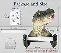 Vista 6 de Titular de papel higiénico de dinosaurio, soporte de rollo de papel higiénico de dinosaurio, adhesivo para decoración de pared de baño, soporte