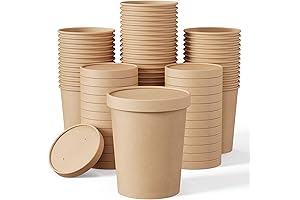 25 Pack 32oz Kraft Cardboard Freezer Containers with Lids
