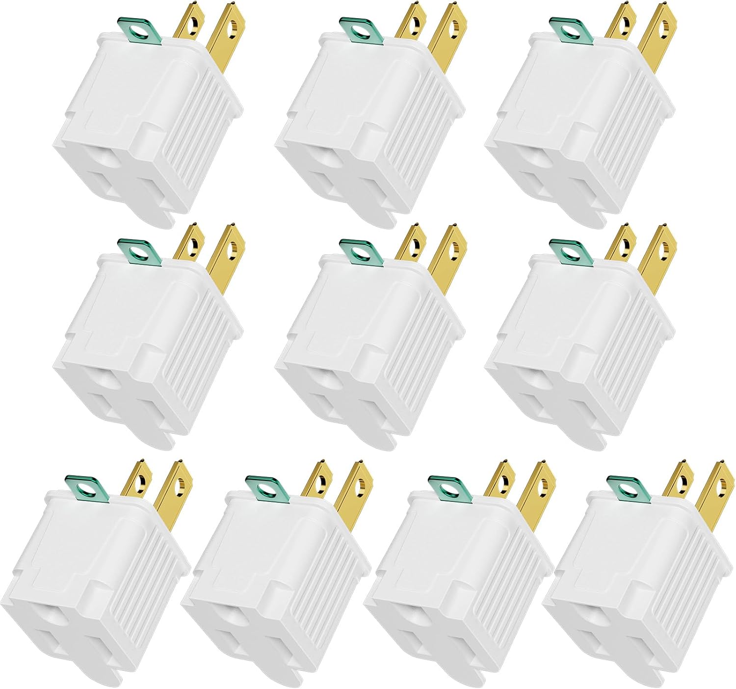 PLUGTUL 2 Prong to 3 Prong Outlet Adapter, Polarized Grounded Outlet Converter, Wall Outlet Plug for Household, Workshops, ETL Listed, 6-Pack, Black