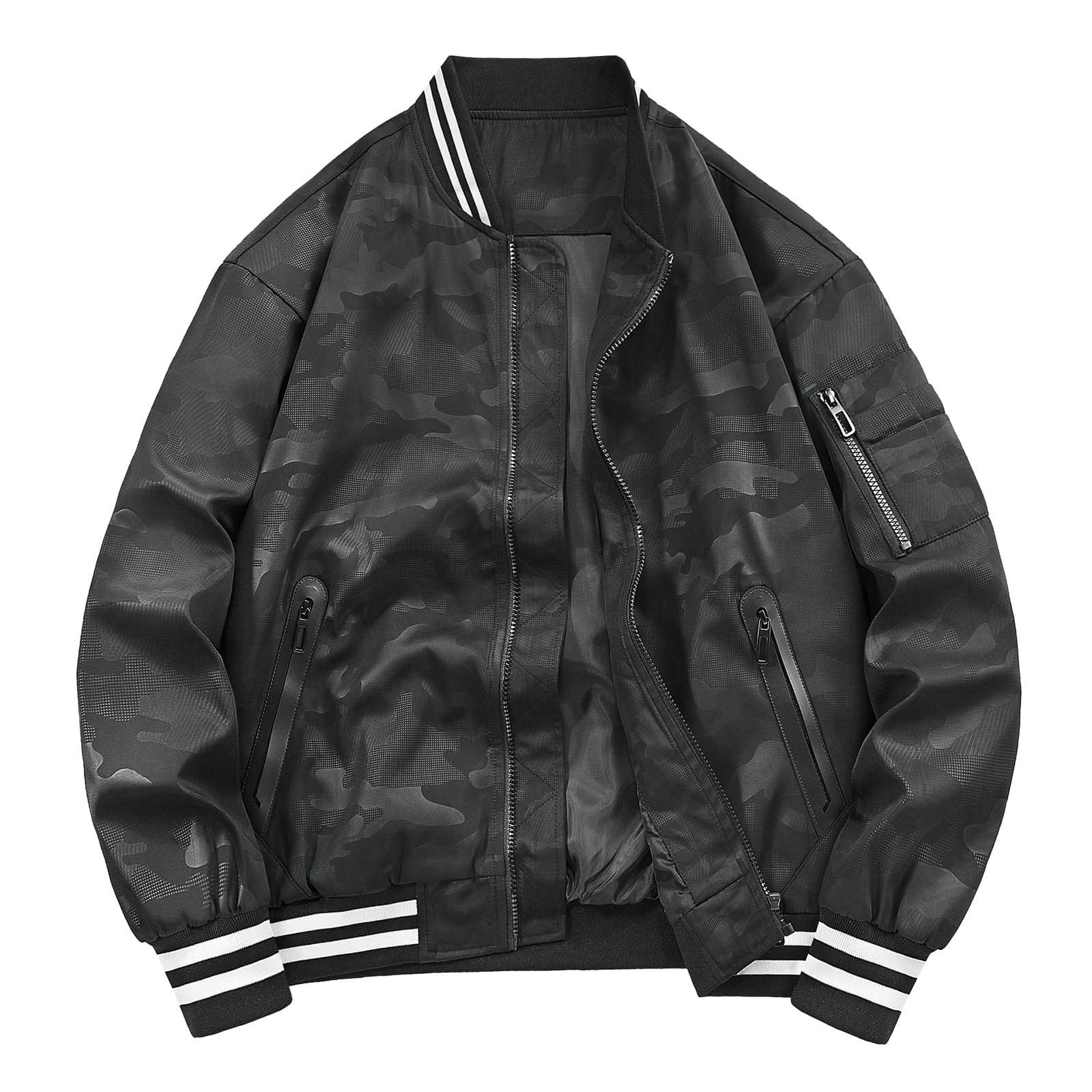 Generisch Softshelljacke Damen Wasserdicht Einfarbige, große Outdoor- und Winterjacke für Männer mit mehreren Taschen Revers, Baseballjacke den Fluganzug der Luftwaffe