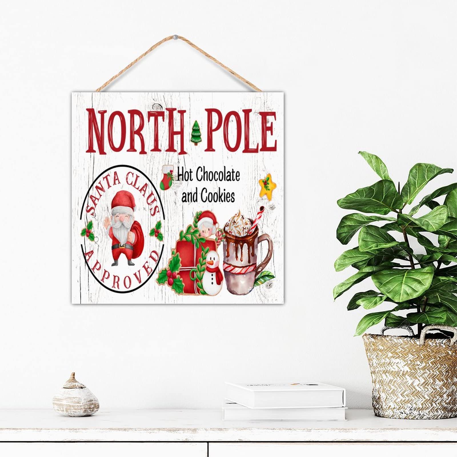 Plaque de Père Noël en bois extérieur pour habiller votre porche