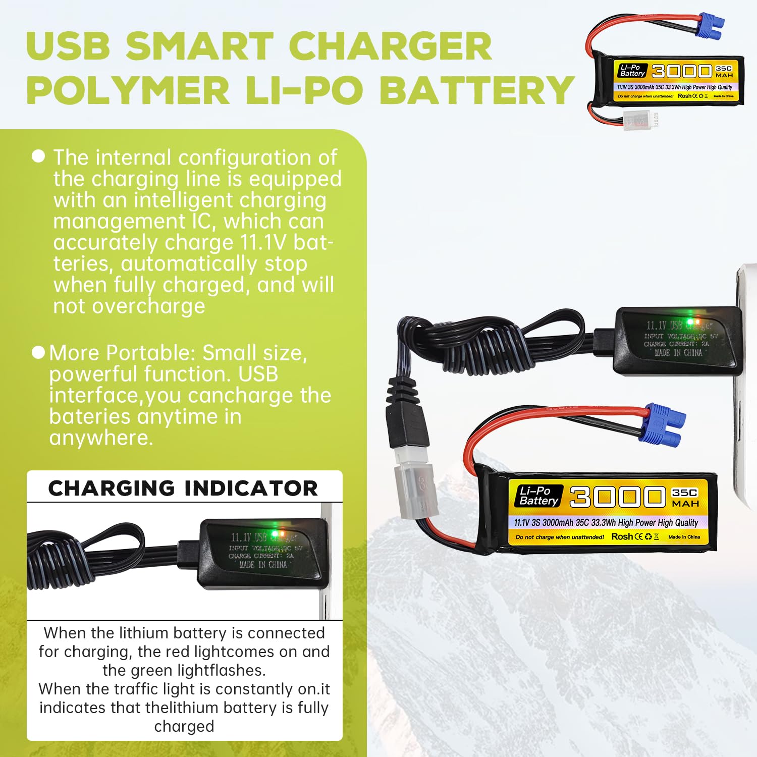 Amazon | 3Sリポバッテリー11.1V 3000mAh 35C EC3プラグ付き USB充電