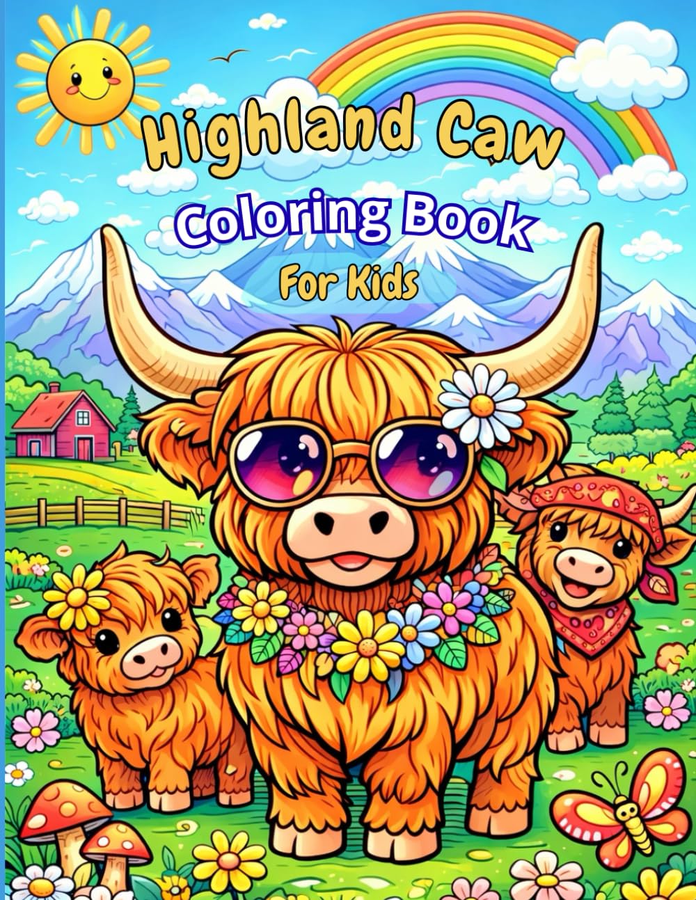 Highland Cow Coloring Book for Kids: Fun, Easy & Creative Coloring Pages for Children