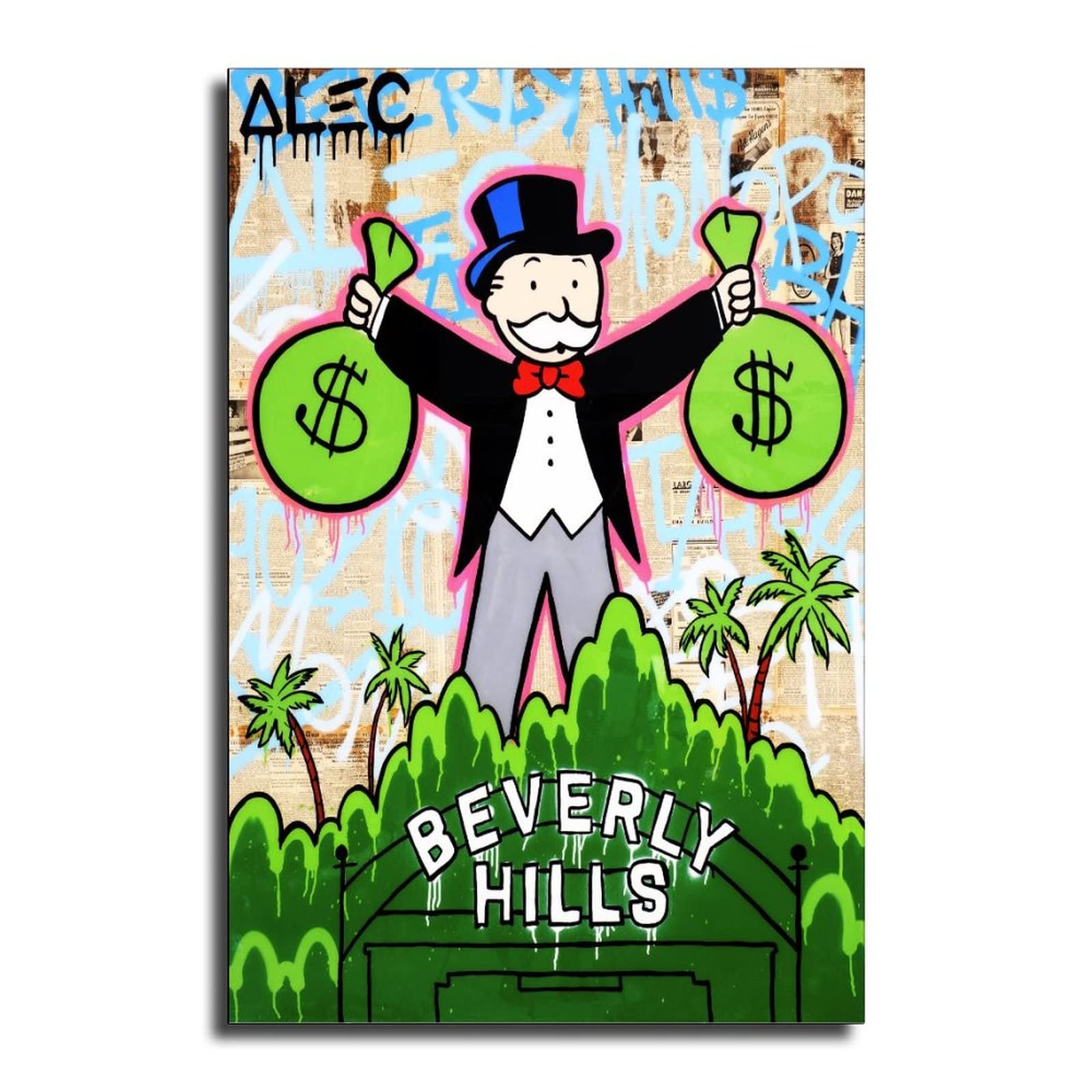 CJQ ALEC-Monopolys - Holding $ Bag Canvas Art Poster and Wall Art Picture Print Modern Family Bedroom Decor Posters 12x18inch(30x45cm)