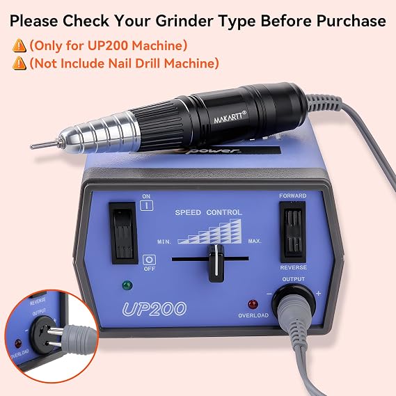 Makartt Nail Drill Handpiece for Up200 Machine:Professional Electric File Remove Gel Polish Poly Nail Gel Black B-05 Removing for Removing Acrylic Nail Polish Acrylic Nail Tools Black