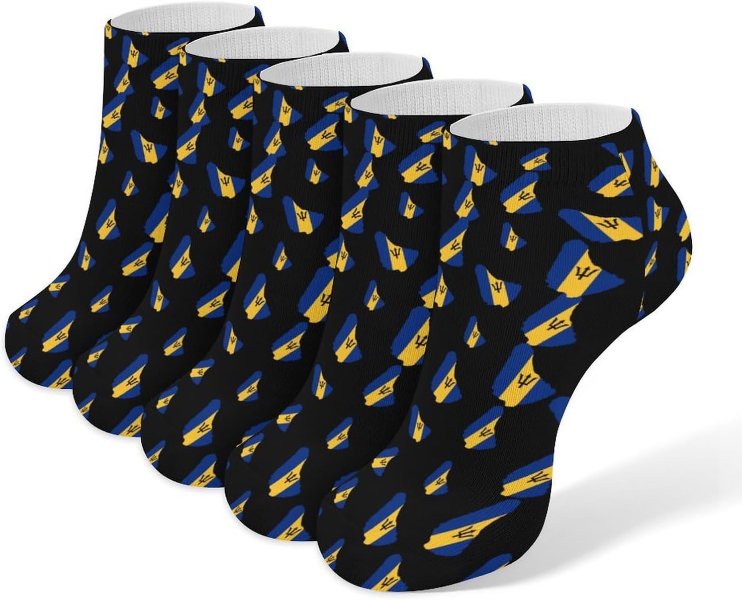 Flag Map of Barbados 5 Pairs Low Cut Ankle Socks Casual Liner Sock No Show Invisible Socks for Men Women