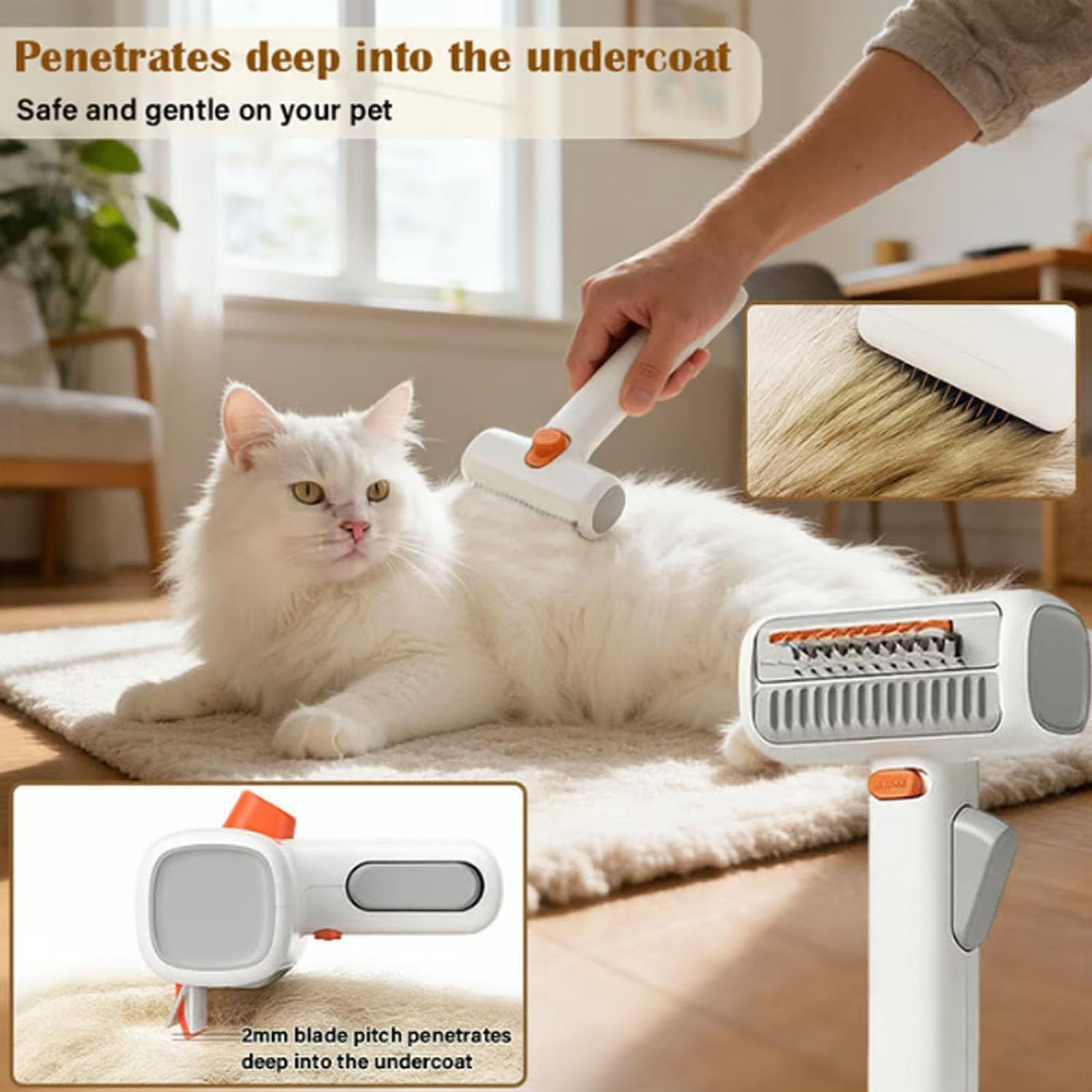 2-in-1 Haustier Selbstlösende & Pflege Kamm, 2026 Neue Hunde & Katzen Deshedding Werkzeug, Untermantel Rake & Pinsel, für lange oder kurze Haare, Entfernt Matten, Verwirrung & lose Fell 3pcs